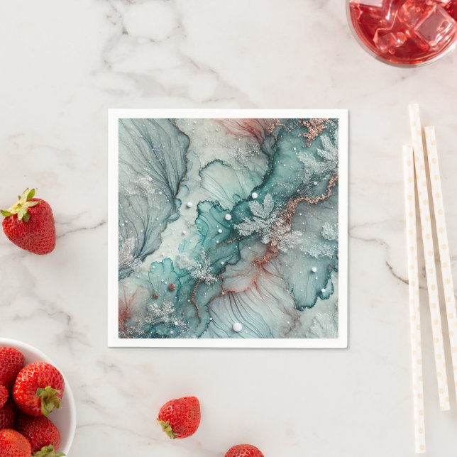  Frosty Fall Morning Alcohol Ink Decoupage Paper Napkins (Insitu)