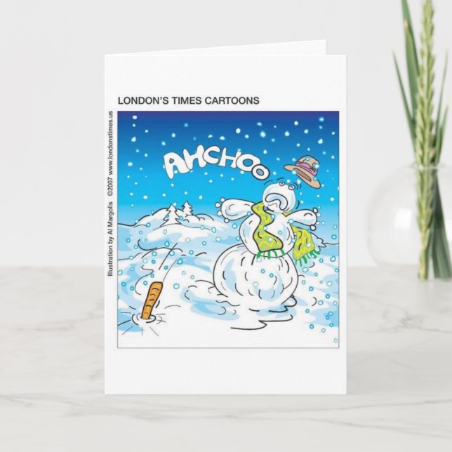 Frosty Fights The Flu Funny Christmas Gifts & Tees Holiday Card (Front)