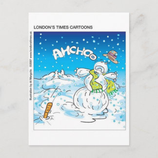 Frosty Fights The Flu Funny Christmas Gifts & Tees Holiday Postcard