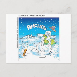 Frosty Fights The Flu Funny Christmas Gifts & Tees Holiday Postcard