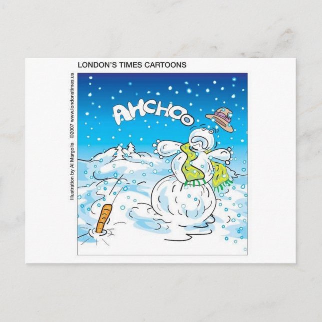 Frosty Fights The Flu Funny Christmas Gifts & Tees Holiday Postcard (Front)