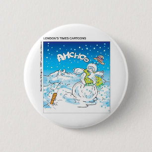 Frosty Fights The Flu Funny Christmas Gifts & Tees Pinback Button