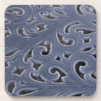 Frosty Filigree Metal Patterns Beverage Coaster