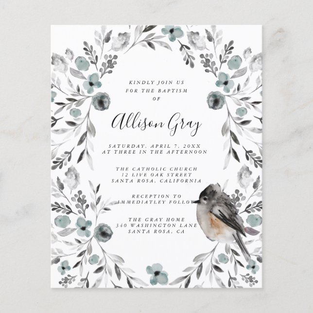Frosty Floral Baptism | Budget  Flyer (Front)