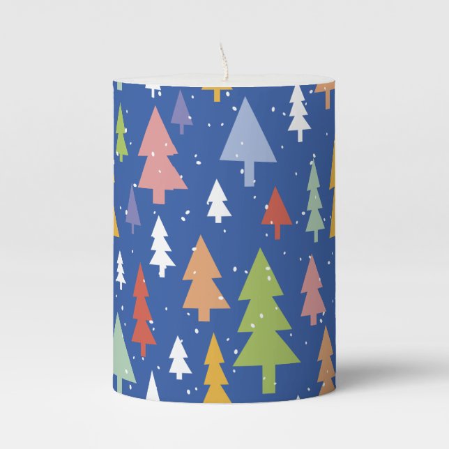 Frosty Forest Pillar Candle (Front)