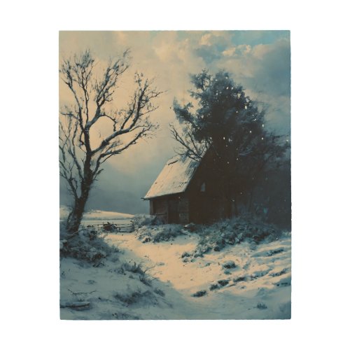 Frosty Forest Wood Wall Art with Ice View