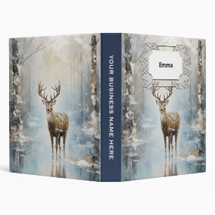 Frosty Forest Woodland Deer 3 Ring Binder