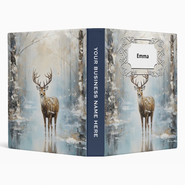 Frosty Forest Woodland Deer 3 Ring Binder (Background)