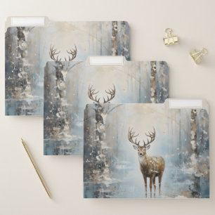 Frosty Forest Woodland Deer File Folder