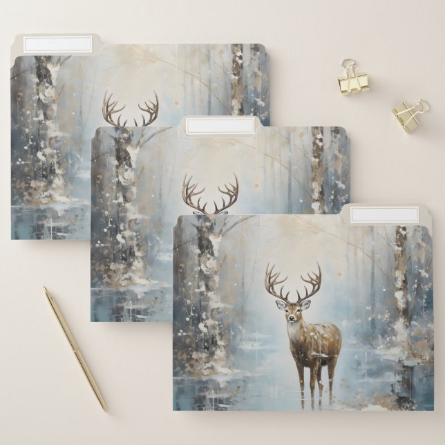 Frosty Forest Woodland Deer File Folder (Set)