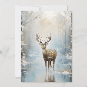 Frosty Forest Woodland Deer Holiday Card