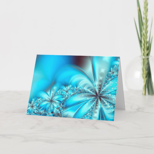 Frosty Fractal Christmas Holiday Card (Front)