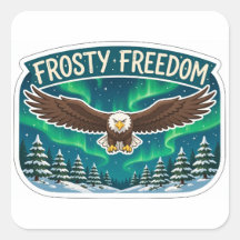 Frosty Freedom Eagle Christmas Sticker
