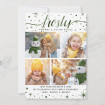 Frosty Friends &amp; Cocoa Kisses Sage Green Galaxy Holiday Card