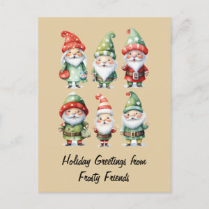 Frosty Friends Gnomes Spreading Winter Cheer Postcard