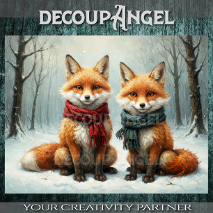 Frosty Friendship of Foxes - Decoupage - Tissue Paper