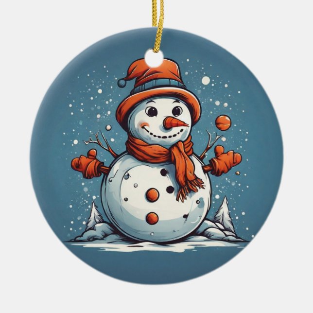 Frosty Fun Ceramic Ornament (Front)