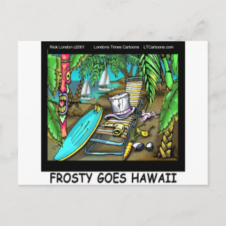 Frosty Goes Hawaii Funny Christmas Holiday Postcard