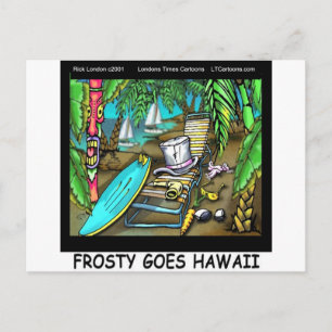 Frosty Goes Hawaii Funny Christmas Holiday Postcard
