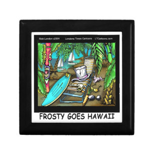 Frosty Goes Hawaii Funny Christmas Jewelry Box