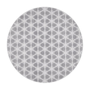 Frosty Gray White Grid Cutting Board