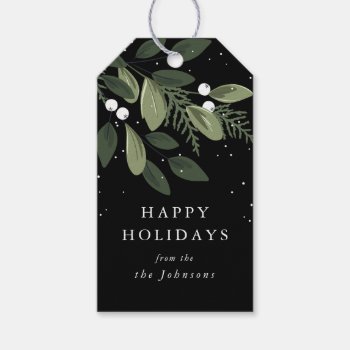 Frosty Green Wreath Gift Tags by Whimzy_Designs at Zazzle