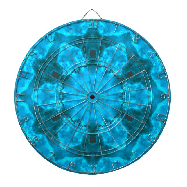 Frosty Ice Blue Snowflake Kaleidoscope Pattern Dart Board (Front)