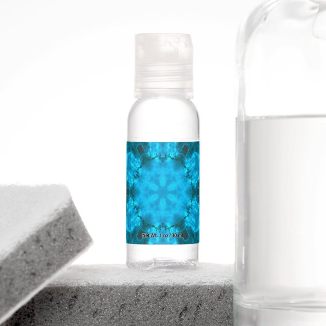 Frosty Ice Blue Snowflake Kaleidoscope Pattern Hand Sanitizer (Insitu)