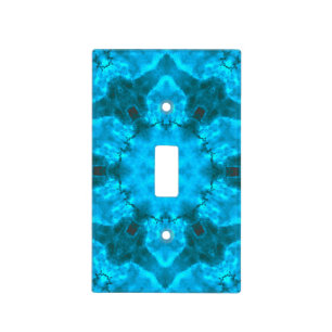 Frosty Ice Blue Snowflake Kaleidoscope Pattern Light Switch Cover