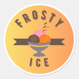 Frosty Ice – Retro Ice Cream Sundae Logo Classic Round Sticker