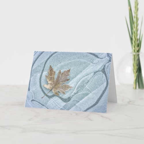 Frosty Maple Leaf Frozen on Ice Card