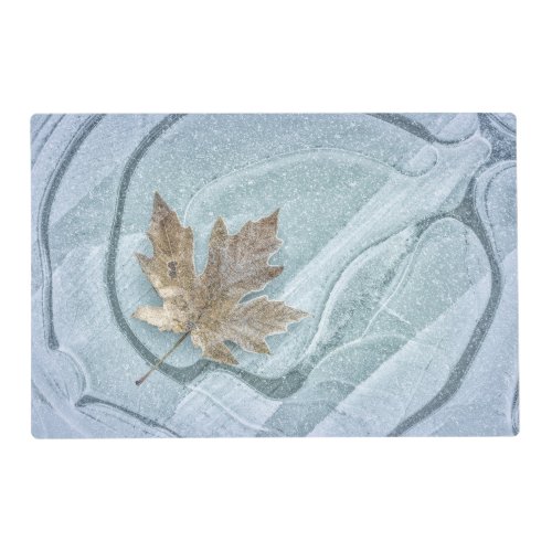 Frosty Maple Leaf Frozen on Ice Placemat