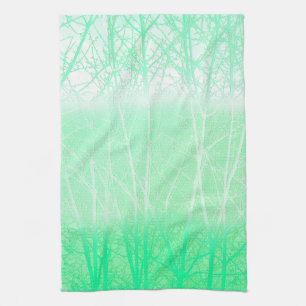 Frosty Misty Branches Mint Green Kitchen Towel