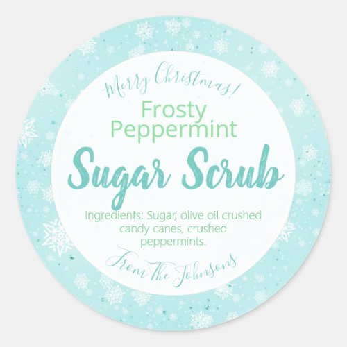 Frosty Peppermint Christmas Sugar Scrub Labels