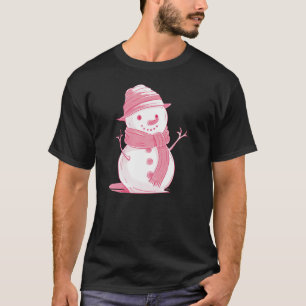 Frosty Pink Christmas Snowman T-Shirt
