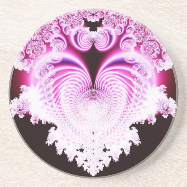 Frosty Pink Heart Coaster (Front)