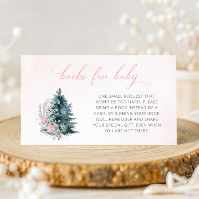Frosty Pink Winter Books for Baby Baby Shower Enclosure Card (Creator Uploaded)