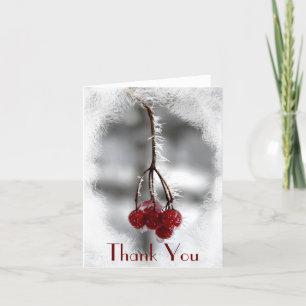Frosty Red Berries Winter Thank You Card