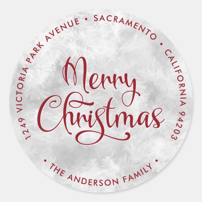 Frosty Red Merry Christmas Return Address Labels (Front)