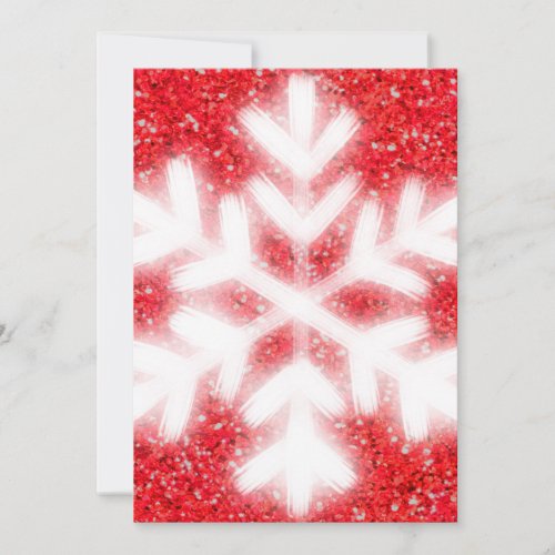 Frosty red North Pole snowflakes  sparkling snow Holiday Card