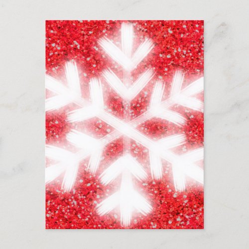 Frosty red North Pole snowflakes  sparkling snow Holiday Postcard