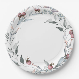 Frosty Rosehips Winter Wonderland Christmas Nature Paper Plates
