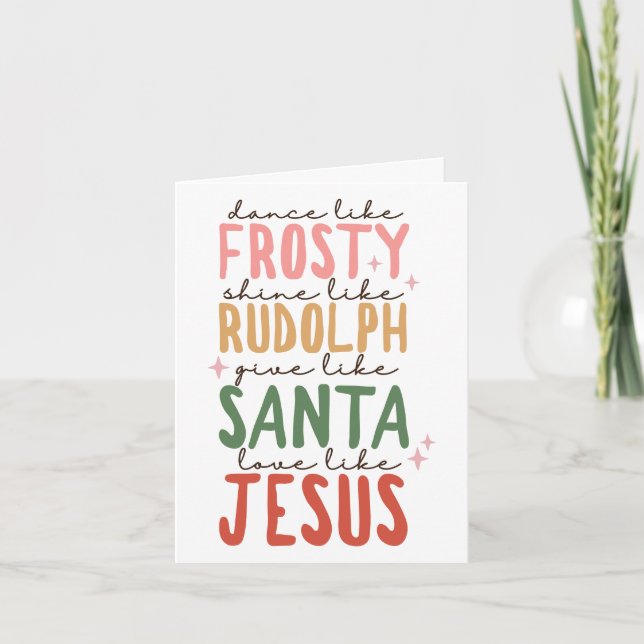 Frosty Rudolph Santa Jesus Christmas Holiday Card (Front)
