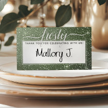FROSTY Rustic Sage Green Watercolor Monogram Place Card