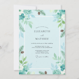 Frosty Sage Spruce Eucalyptus Wedding Invitation