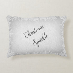 Frosty silver gray Christmas sparkle Accent Pillow