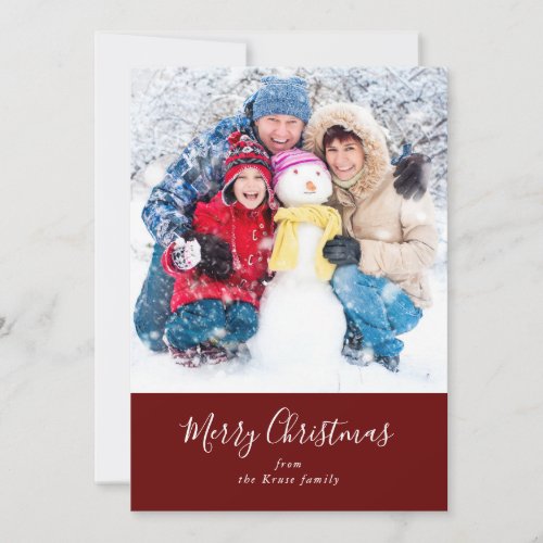 Frosty Snow White Family Photo Merry Christmas  Holiday Card