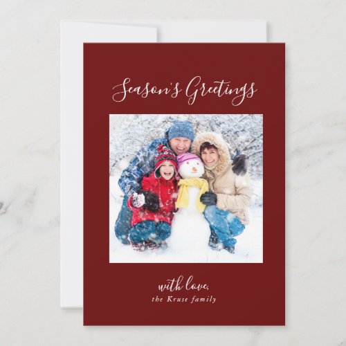 Frosty Snow White Family Photo Seasons Greetings  Holiday Card