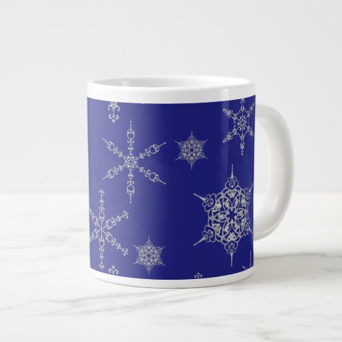 Frosty Snowflake Diamond Sparkle Elegant  Trendy Large Coffee Mug