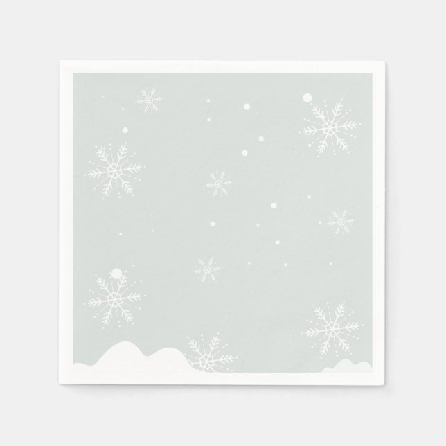 Frosty Snowflakes Birthday Party Napkins (Front)